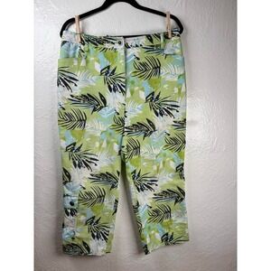 Picadilly Fashions Tropical‎ Crop Pants Womens 12 Green Blue Capri Tropical Bold